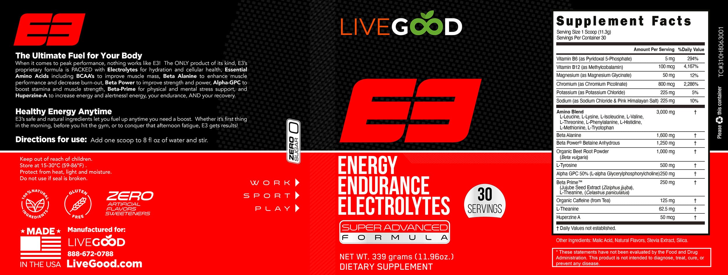 E3 - Energy, Endurance, Electrolytes detail